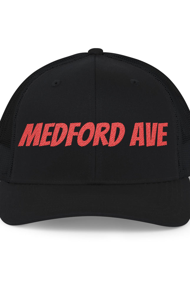 Medford Ave Trucker Cap — Retro Script Snapback Hat
