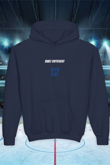 Built Different Personalized Number Hoodie — 'Built Different' Motivational Gym Sweatshirt