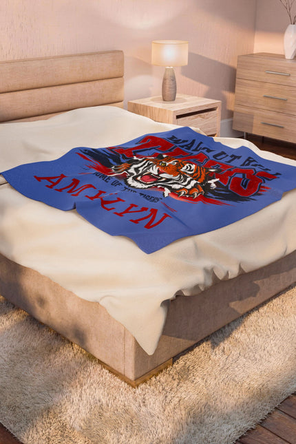 Walnut Hill Tigers tiger mascot Velveteen Plush Blanket | Personalized name option