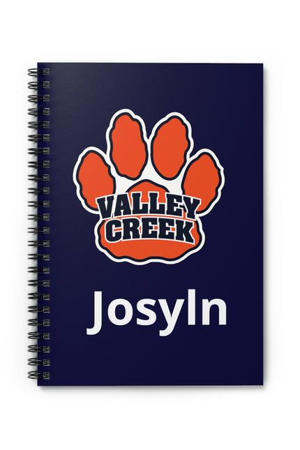 Valley Creek Paw Personalized Spiral Notebook - Custom Name Ruled Journal