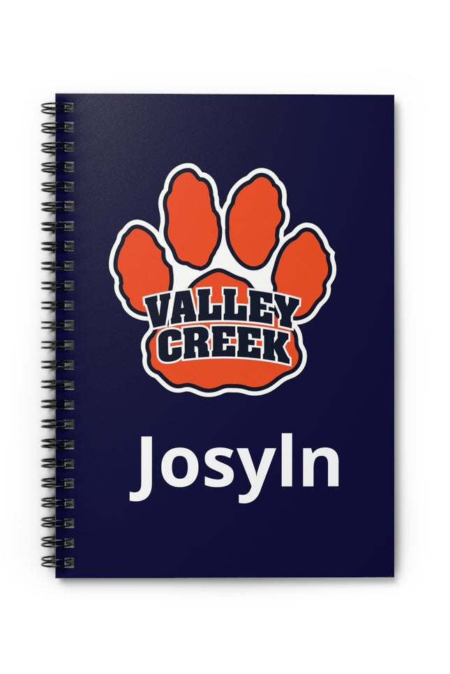 Valley Creek Paw Personalized Spiral Notebook - Custom Name Ruled Journal
