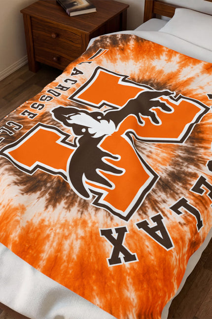 Mooselax Lacrosse Club Tie-Dye Velveteen Plush Blanket