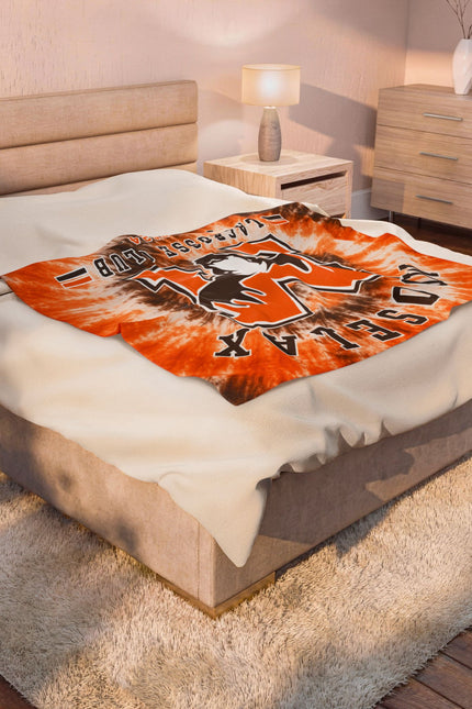 Mooselax Lacrosse Club Tie-Dye Velveteen Plush Blanket