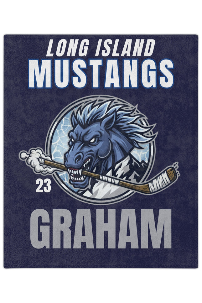Long Island Mustang Hockey Pride Blanket | Velveteen Microfiber
