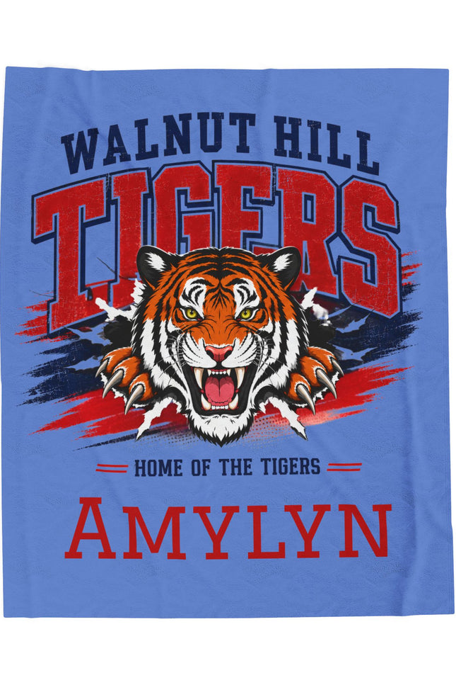 Walnut Hill Tigers tiger mascot Velveteen Plush Blanket | Personalized name option