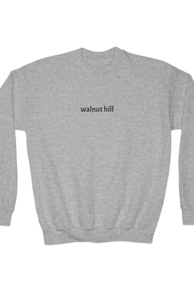 Walnut Hill Youth Crewneck Sweatshirt — Minimal Text Graphic