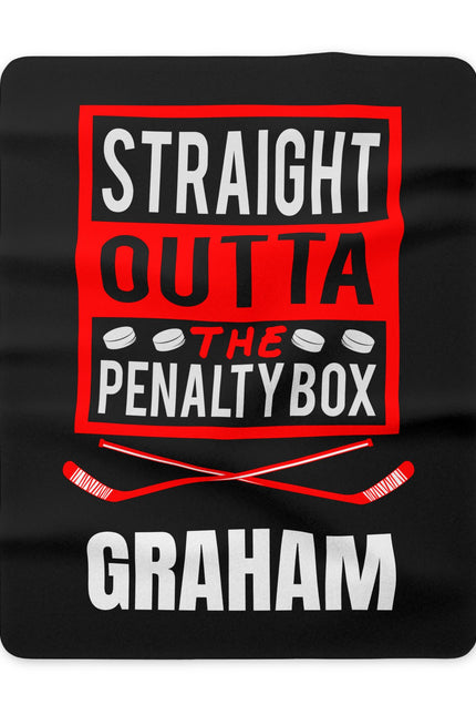 Straight Outta the Penalty Box Hockey Blanket — Personalized Sherpa Fleece