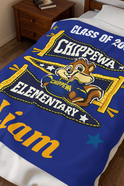 Chippewa Elementary Personalized Plush Blanket — Custom Name & Age