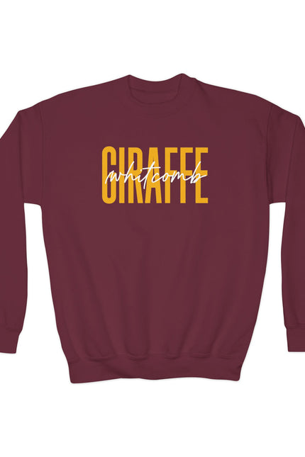 Youth Sweatshirt with 'GIRAFFE' Distressed Text - Kids Animal Graphic Crewneck