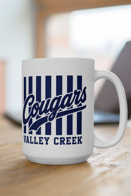 Cougars Valley Creek Ceramic Mug — Retro Striped Team Coffee Cup (11oz, 15oz)