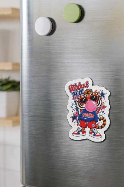 Walnut Hill Tigers Tiger Mascot Die-Cut Magnet — Bubblegum & Sunglasses School Spirit