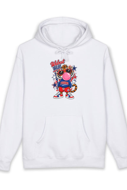 Walnut Hill Retro Cartoon Bubblegum Mascot Graphic Hooded Sweatshirt
