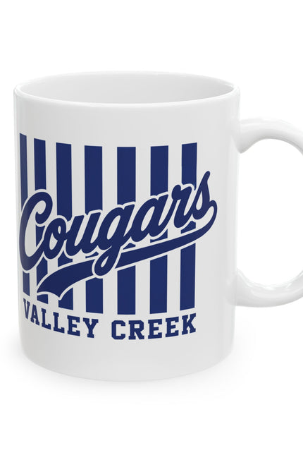 Cougars Valley Creek Ceramic Mug — Retro Striped Team Coffee Cup (11oz, 15oz)