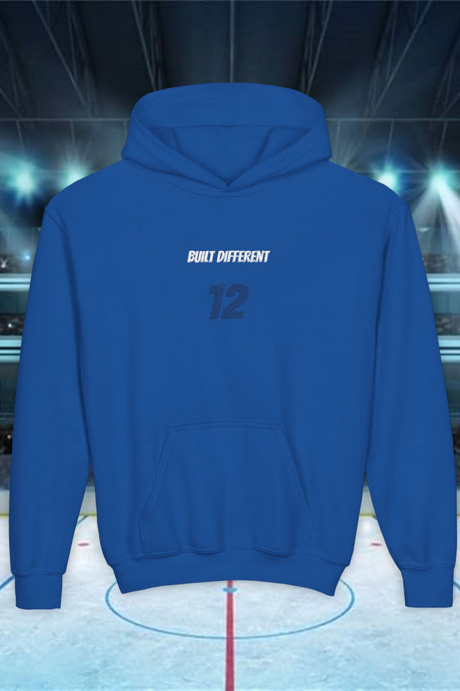 Built Different Personalized Number Hoodie — 'Built Different' Motivational Gym Sweatshirt