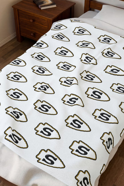 Custom Repeating Logo Velveteen Plush Blanket — Personalized Logo Blanket
