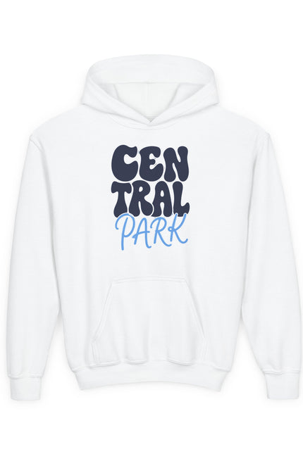 Central Park Youth Hoodie — Retro Bubble Text Kids Sweatshirt