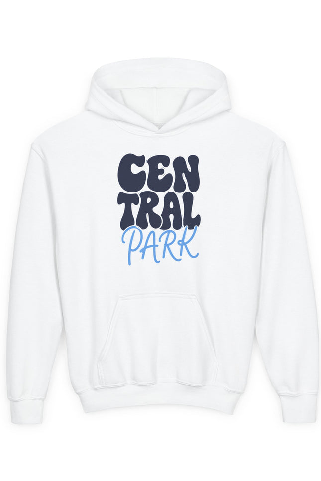 Central Park Youth Hoodie — Retro Bubble Text Kids Sweatshirt