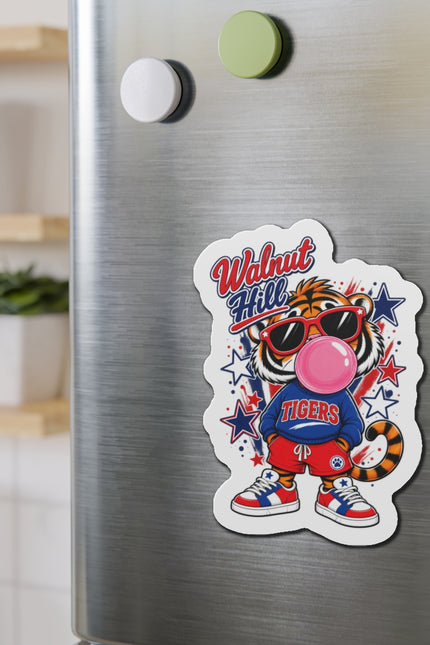 Walnut Hill Tigers Tiger Mascot Die-Cut Magnet — Bubblegum & Sunglasses School Spirit