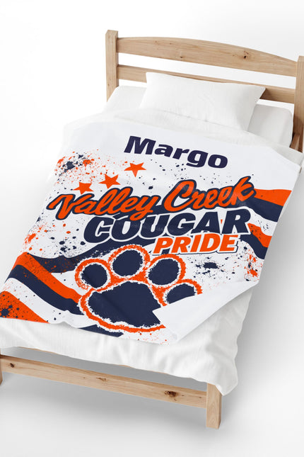 Personalized Valley Creek Cougar Pride Velveteen Blanket