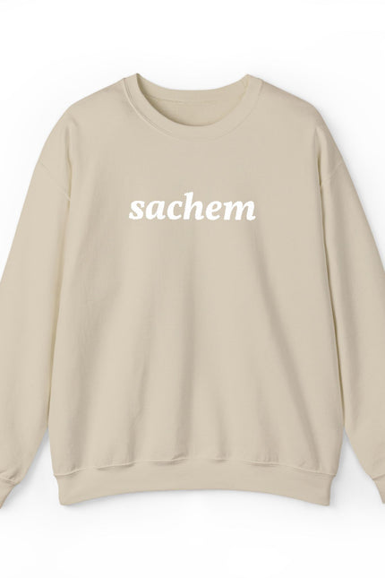 Sachet Script Crewneck Sweatshirt — Minimal Black Pullover with "sachem" Text
