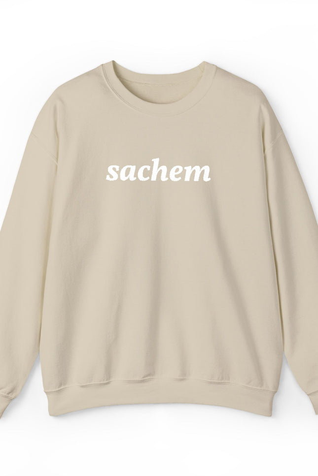 Sachet Script Crewneck Sweatshirt — Minimal Black Pullover with "sachem" Text