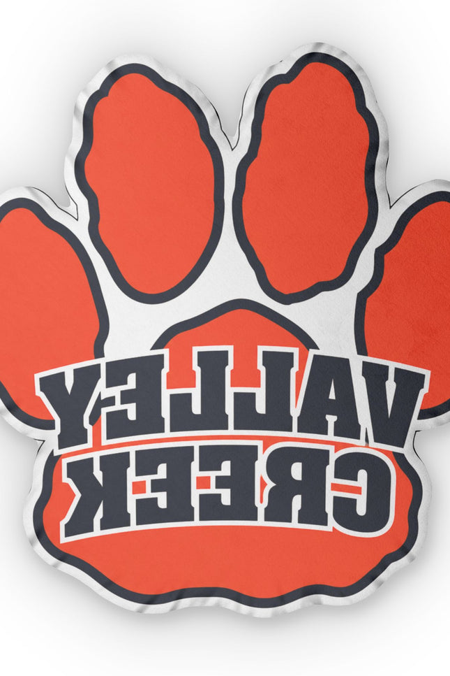 Valley Creek Paw-Shaped Custom Pillow — School Spirit Decorative Cushion