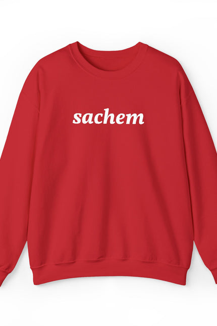Sachet Script Crewneck Sweatshirt — Minimal Black Pullover with "sachem" Text