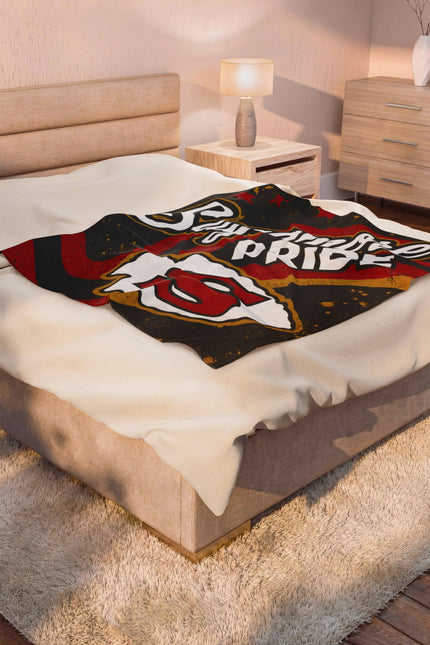Sagamore Pride Velveteen Plush Blanket — School Spirit Throw with 'S' Logo