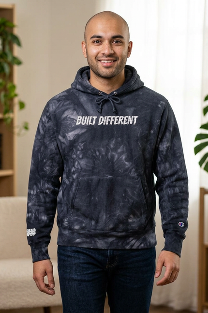 Built Different Embroidered Hoodie — Athlete Tie-Dye Hoodie
