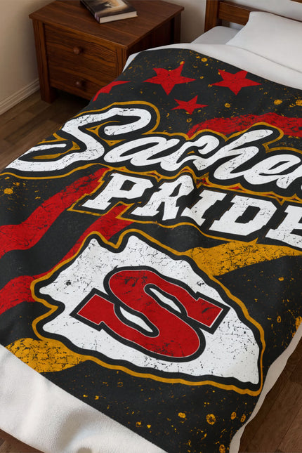Sachem Pride Velveteen Plush Blanket — School Spirit Throw with 'S' Logo