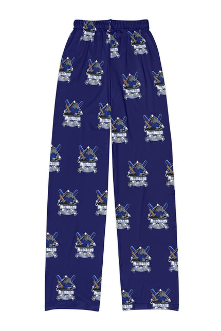 Kids Lounge Pants — Blue All-Over Print Baseball Mascot with Number 45