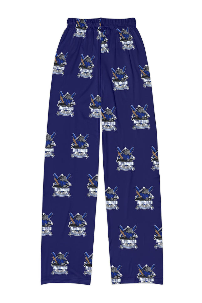 Kids Lounge Pants — Blue All-Over Print Baseball Mascot with Number 45