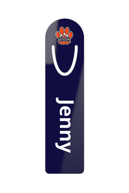 Personalized Metal Bookmark – Navy Name Bookmark with Valley Creek Logo (Custom "Jenny")