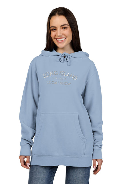 'Locals Know Long Island' Light Blue Pigment-Dyed Hoodie