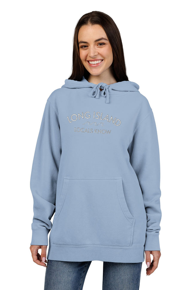 'Locals Know Long Island' Light Blue Pigment-Dyed Hoodie