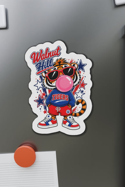 Walnut Hill Tigers Tiger Mascot Die-Cut Magnet — Bubblegum & Sunglasses School Spirit