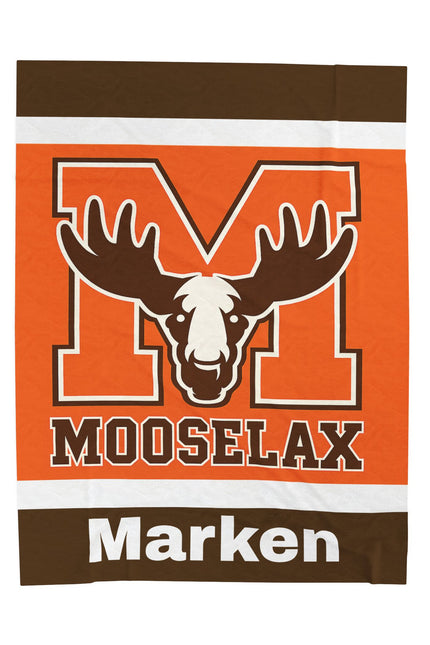 Velveteen Plush Blanket — MooseLax Personalized Orange Moose Logo Throw