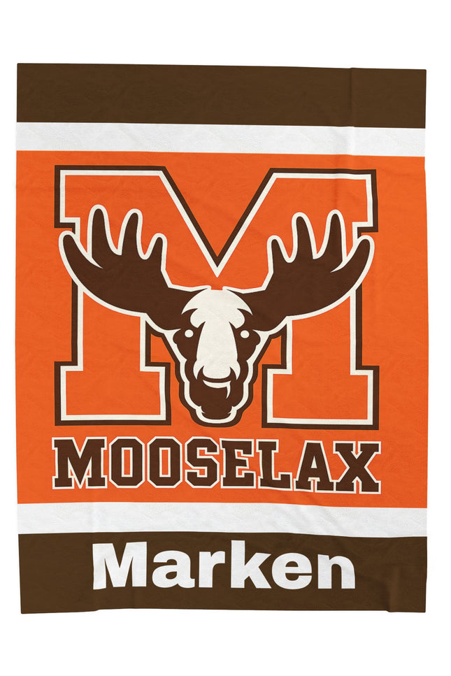 Velveteen Plush Blanket — MooseLax Personalized Orange Moose Logo Throw