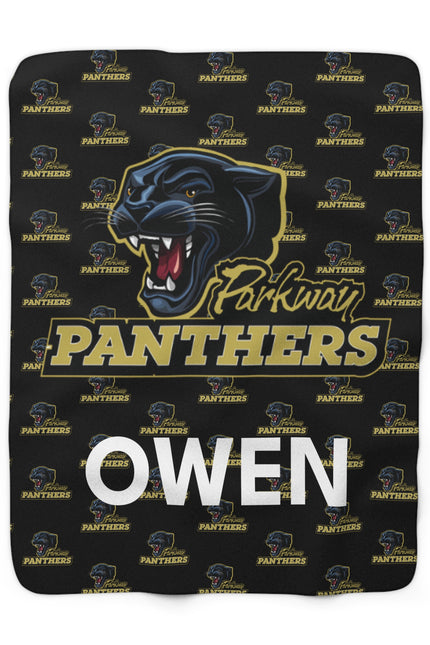Personalized Parkway Panthers Sherpa Blanket – Custom Name Owen