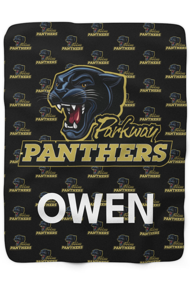Personalized Parkway Panthers Sherpa Blanket – Custom Name Owen