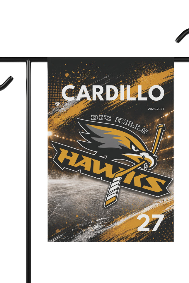 Custom Hawks Hockey Garden Flag — Personalized Name & Number Team Banner
