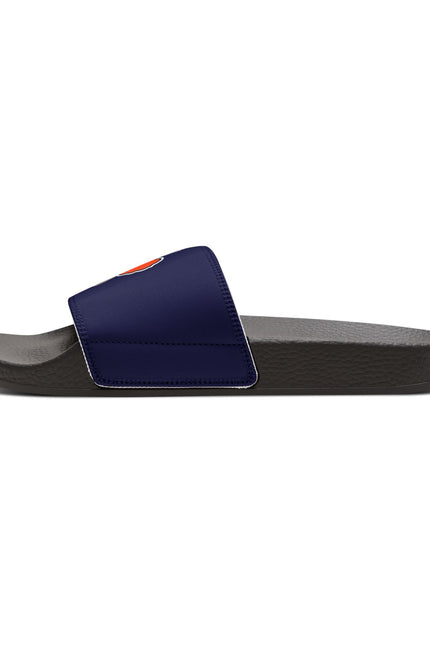 Valley Creek Youth Slide Sandals — Navy with Orange Paw Logo