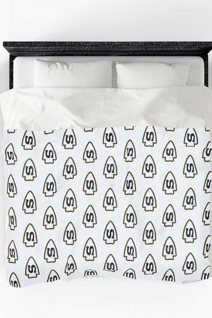 Custom Repeating Logo Velveteen Plush Blanket — Personalized Logo Blanket