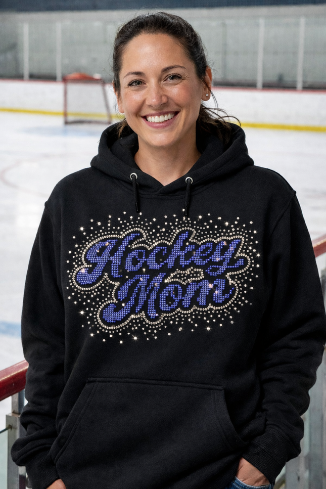Hockey Mom Rhinestone Hoodie – Sparkle at the Rink