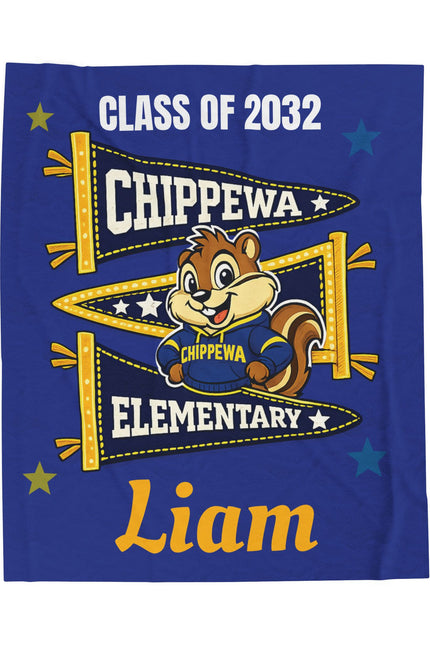 Chippewa Elementary Personalized Plush Blanket — Custom Name & Age