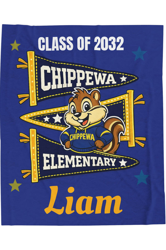 Chippewa Elementary Personalized Plush Blanket — Custom Name & Age