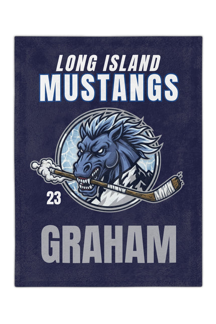 Long Island Mustang Hockey Pride Blanket | Velveteen Microfiber