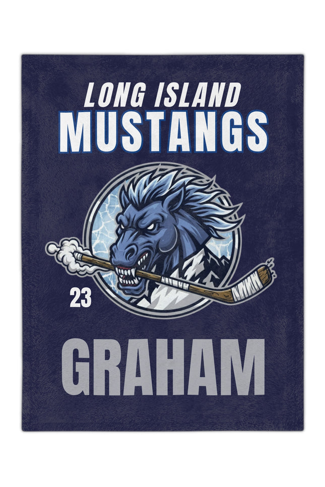 Long Island Mustang Hockey Pride Blanket | Velveteen Microfiber