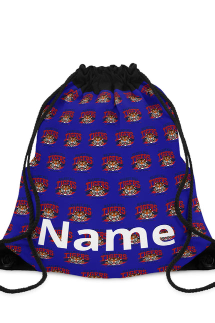 Personalized Drawstring Bag — Custom Name Blue Pattern Sports Backpack