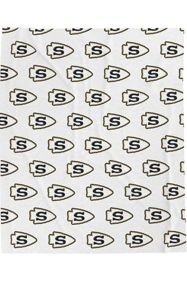 Custom Repeating Logo Velveteen Plush Blanket — Personalized Logo Blanket